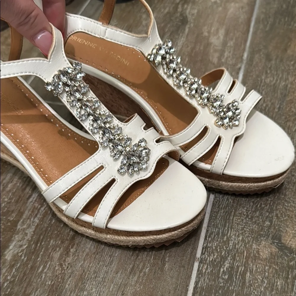 Adrienne Vittadini White and Brown Wedges with Comfort Design